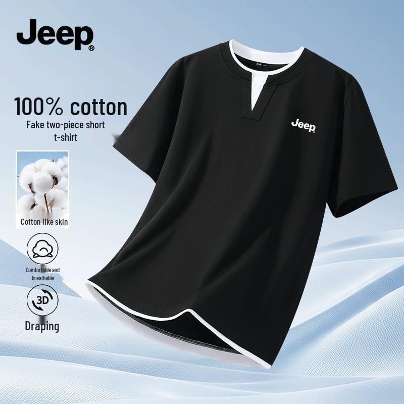 

JEEP Men s Faux Two-Piece Design Short Sleeve T-Shirt L