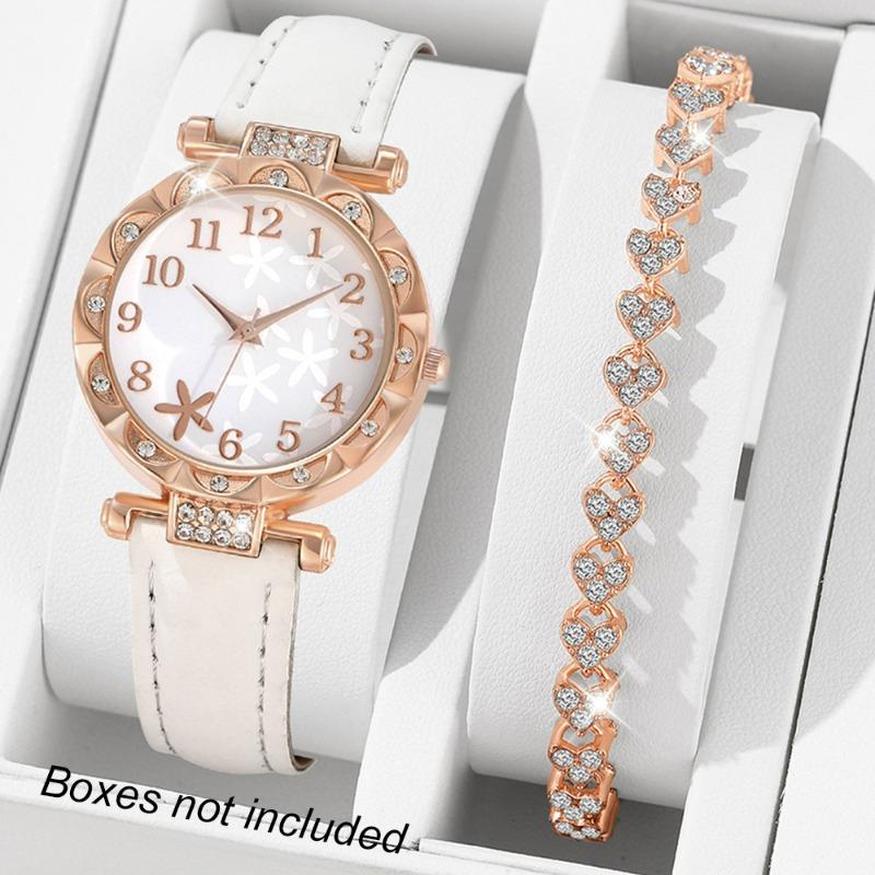 Star Watch Women's Diamond Belt Digital Dial Quartz Watch High Value Watch Set