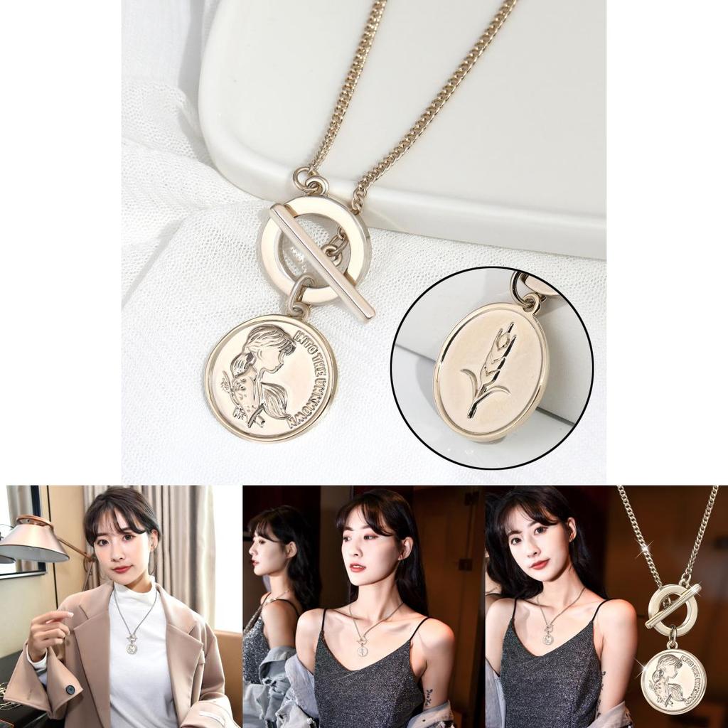 Exquisite Reizvolle Münzanhänger-Halskette für Frauen mit einzigartigem Bambusketten-Design