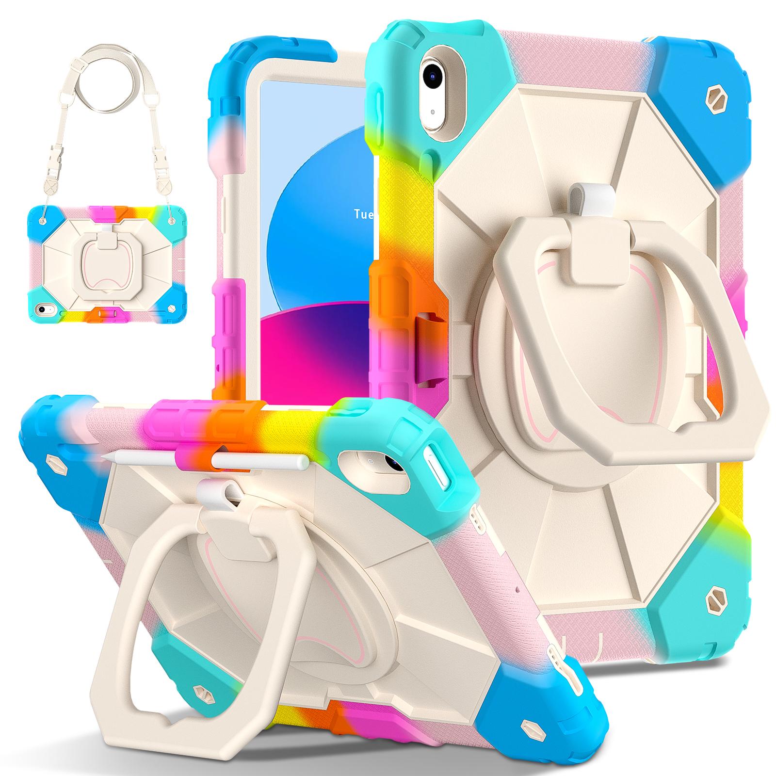 

360 Rotating Heavy Duty Armor Case For iPad A16 11th 2025 iPad 10th 10.9 2025 Handle Stand Tablet Cover With Shoulder Strap iPad A16 11th