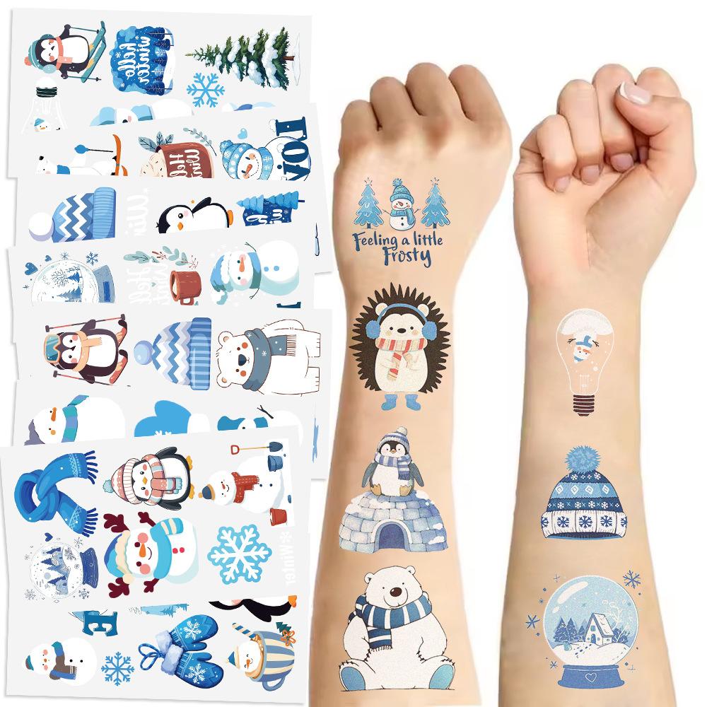 New Blue Winter Luminous Tattoo Stickers Waterproof Party Party Gift Funny Face Stickers