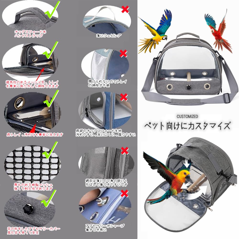 [SYZHXHKL] Bird Carrier Bag with Perch, Walking Cage, Handbag/Shoulder Bag, Pet Outing, with Handle, Breathable, Transparent, Spacious, Parrot Carrier
