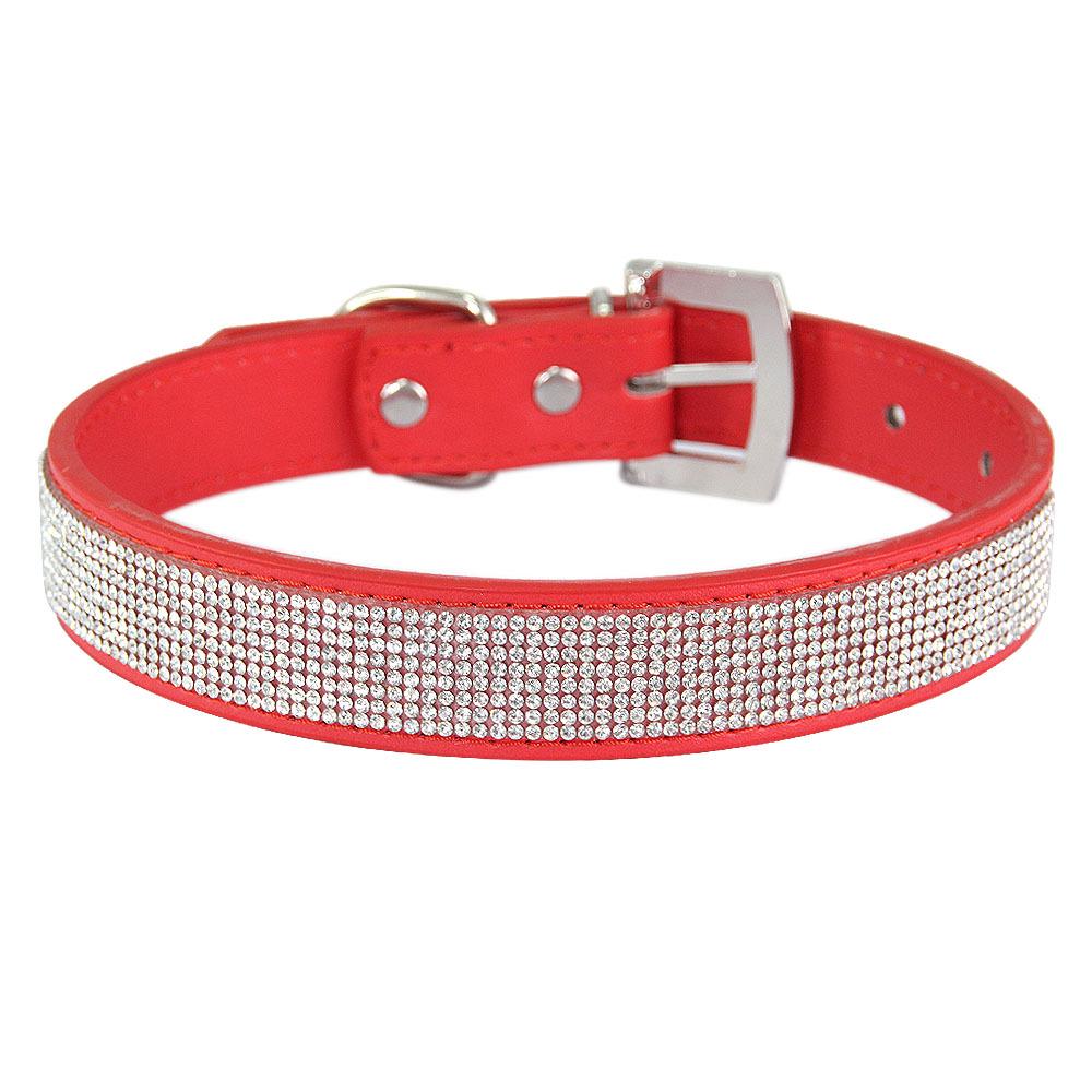 Shiny Leather Cat & Dog Collars with Diamond Candy Colors, Multi-Size Options