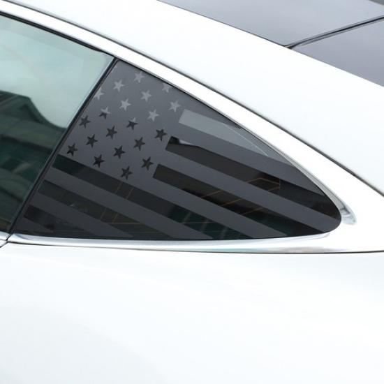 Black US Flag Rear Window Triangular Glass Sticker For Jaguar F-TYPE 2013-