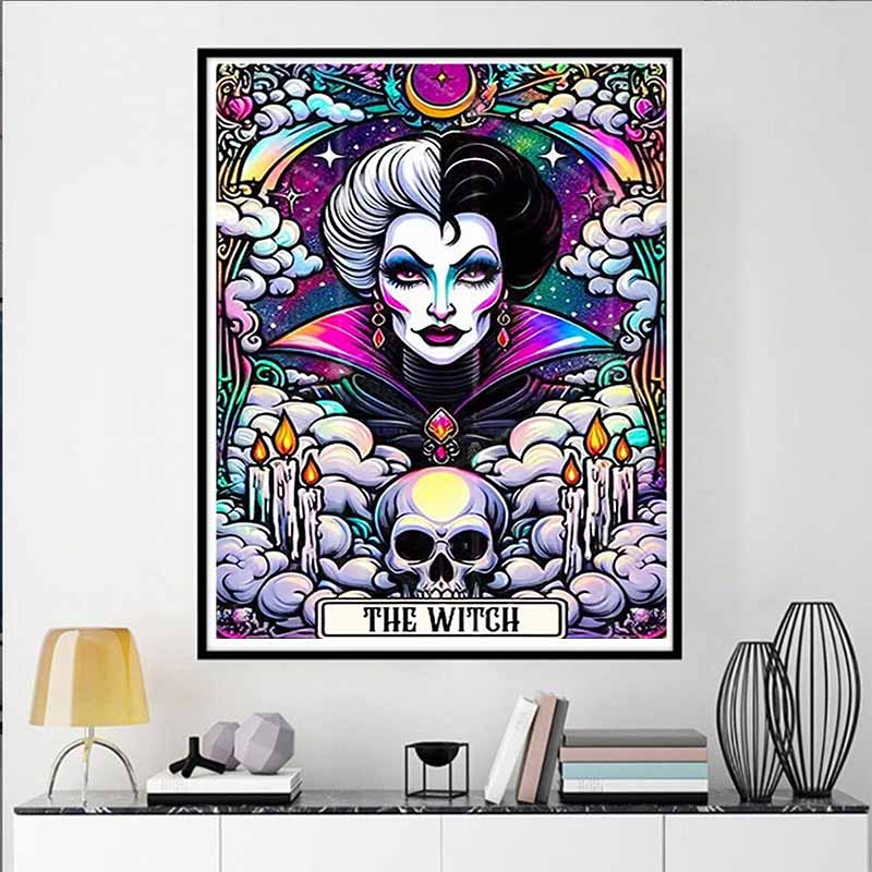 Disney 5D DIY Diamond Painting Cruella Dark Neon Tarot Style Illustration Full Round Diamond Mosaic Cartoon Dog Embroidery Art Painting Home Decor