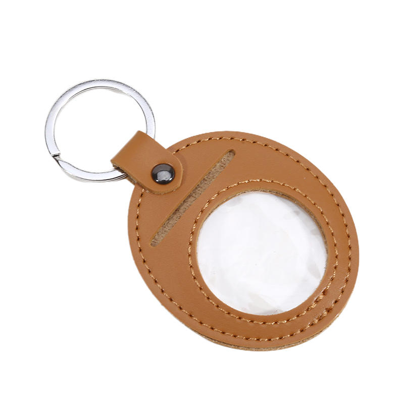 1Pc PU Leather Keychain Coin Holder Double Side Coin Display Case Medallion Sobriety Coin Recovery Chip Airtag Challenge Coin