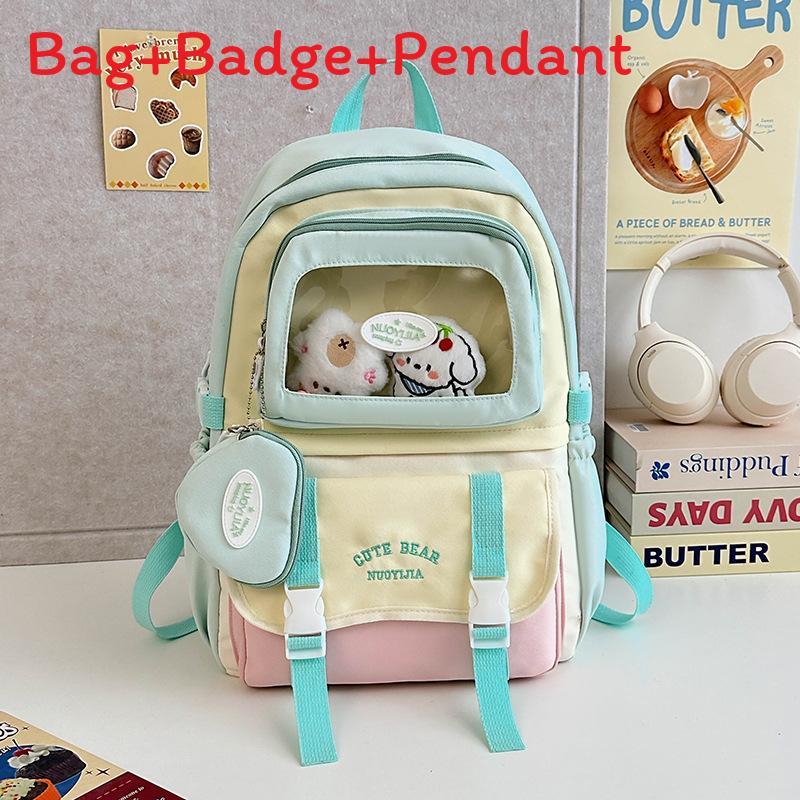 Childrens Backpack For School With Nylon Material And Colorblock Design For Girls