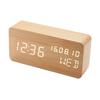 Alarm Clock, Digital Alarm Clock for Bedroom, Wooden Desk Alarm Clock, with Voice Control, Date and Temperature Adjustable, 3 Brightness Display LED