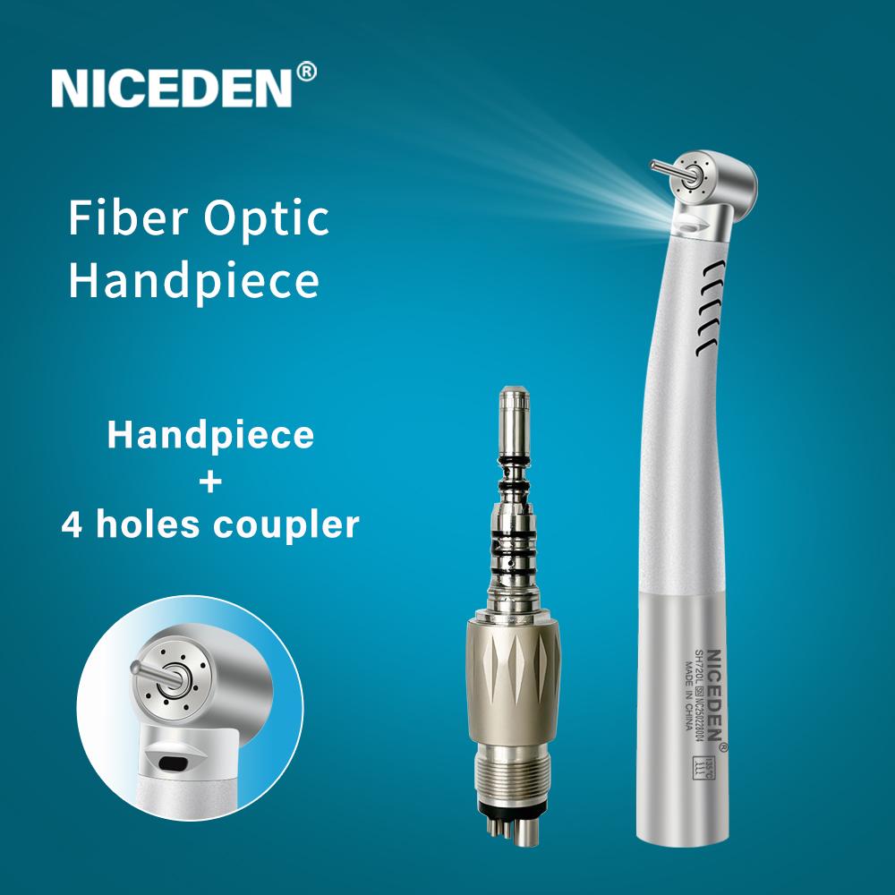 NICEDEN Dental Optical Fiber LED 3X-Power Turbine High Speed Handpiece Quattro Water Spray Compatible KAVO 2 4 6 Holes