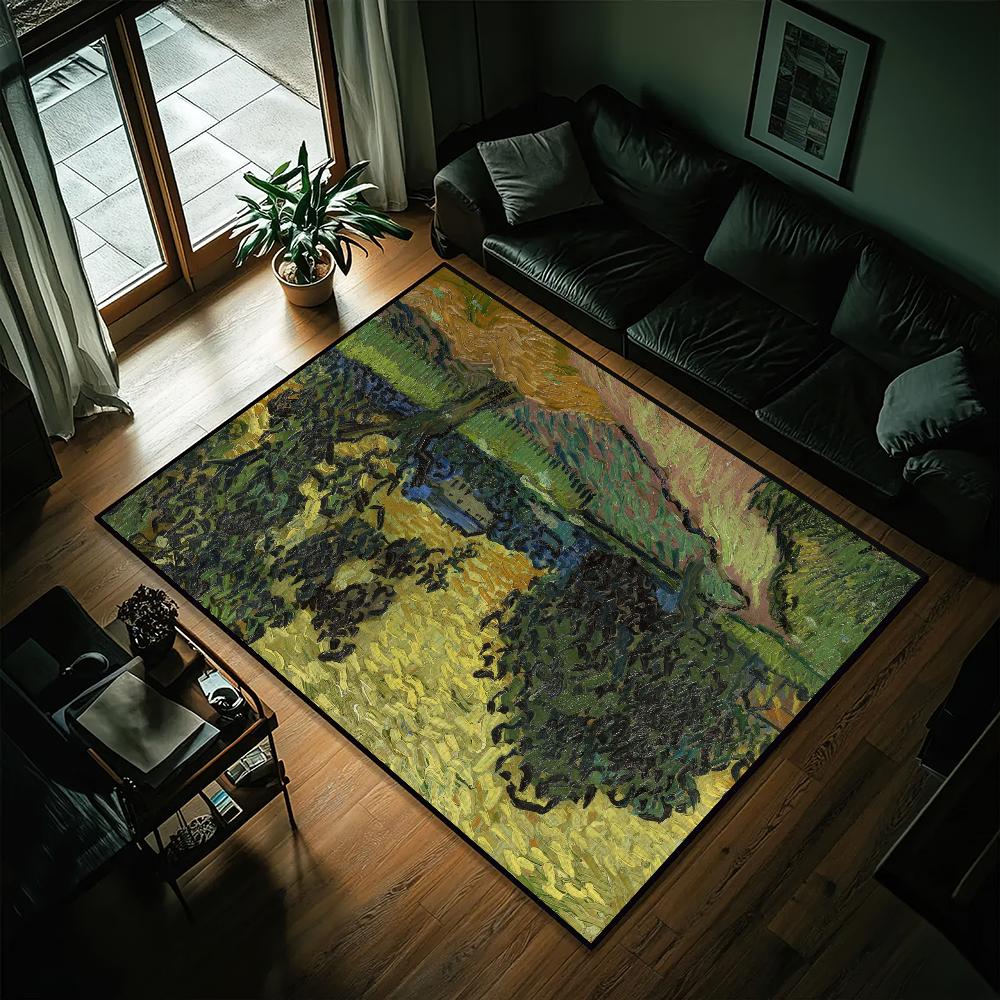 

Van Bedside Kitchen Bath Living Home Gogh House Oil Related Bedroom Floor Mat Art Doormat Painting Large Carpet Rug Decoration SJR40x60CM