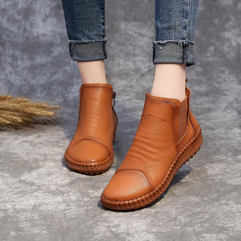 Women Boots Autumn Winter Fashion Handmade Ankle Boots Warm Soft Outdoor Casual Flat Shoes Woman
