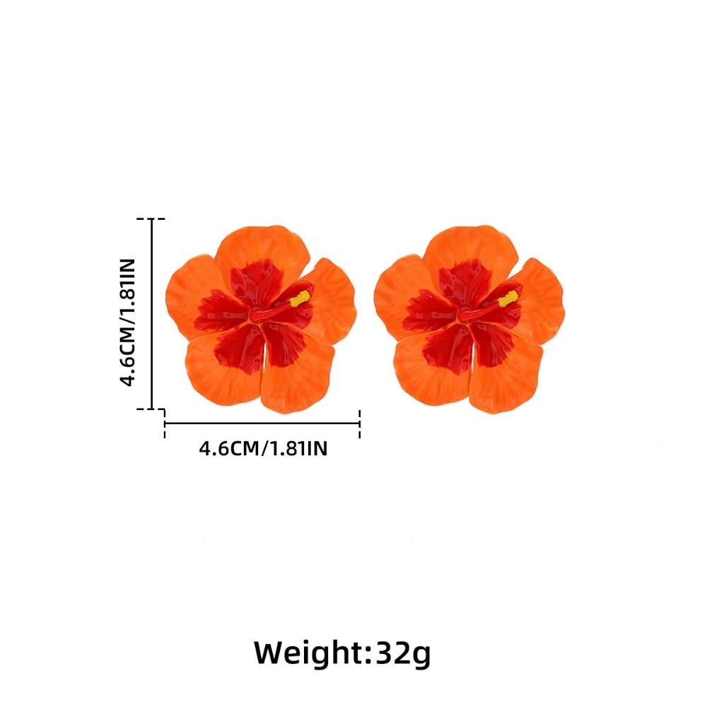 Pinkdudu Vintage Exaggerated Large Flower Zinc Alloy Dripped Glaze Earrings Fashion Trendy Stud Earrings Women PD2253