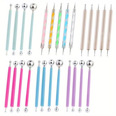 14pcs/set Playdough Tool Sculpture Tools Professional DIY Stainless Steel Polymer Clay Emboss Dot Shape Tool for Clay Carving