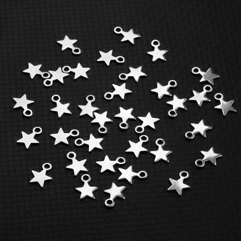 Semitree 20pcs Stainless Steel Small Star Pendant Flat Charms for DIY Jewelry Making Necklace Decoration Bracelet End Tail Charm