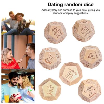 12 Sides Food Decision Dice Wooden Couple Date Night Ideas Dice Portable Dinner Takeaway Decider Dice Adults Girlfriend Boyfriend Date Night Props
