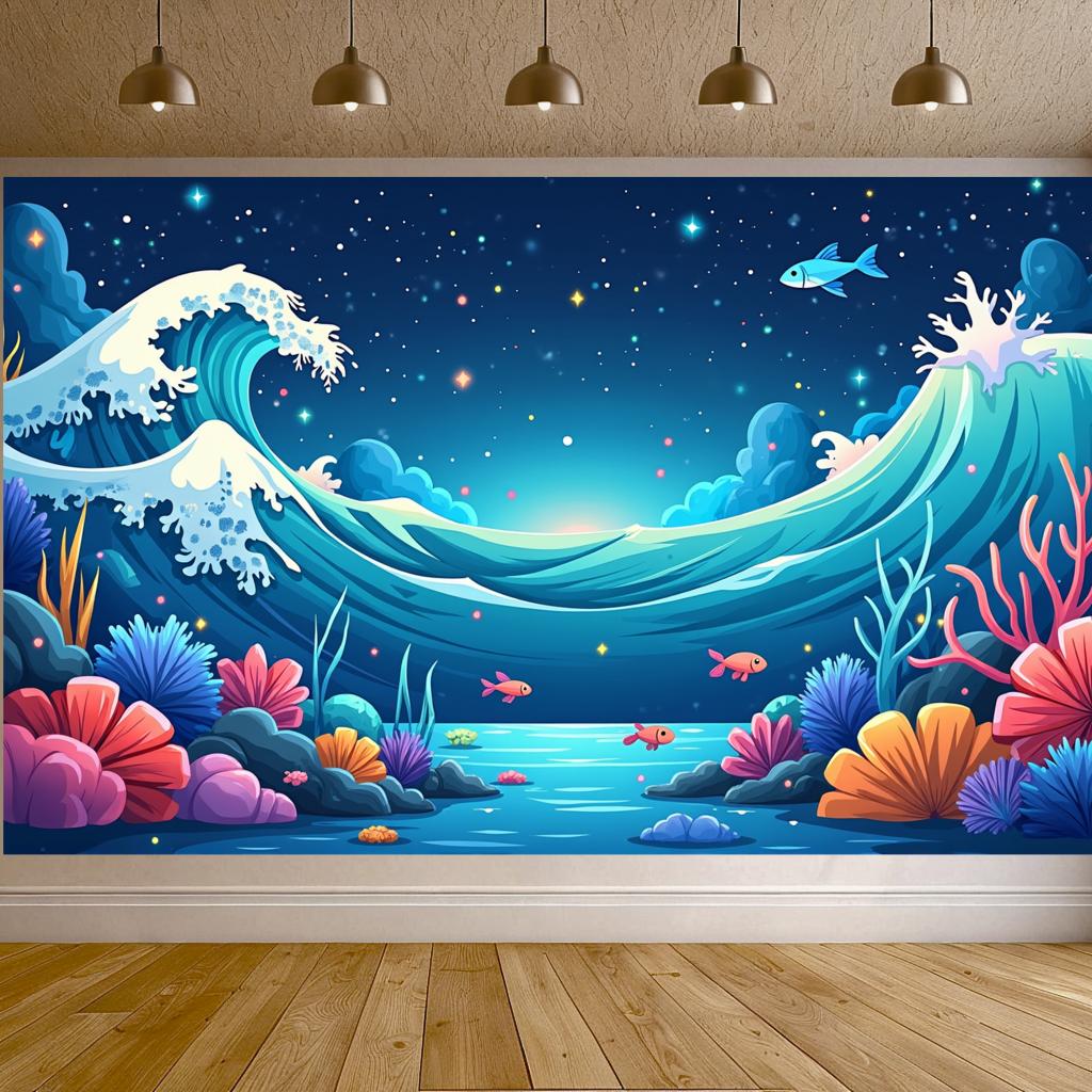 Ocean Display Vibrant Mural Themed Murals Eye-catching Design for Party