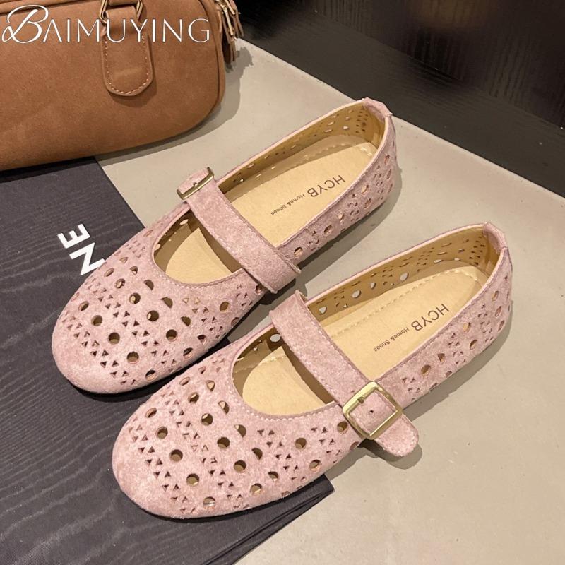 Fashion Hollow Loafers Women Casual Flat Sandals Marie Janes Shoes Woman 2025 Trend Dress Summer Comfort Soft Sole Breathable Zapatos