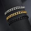 Trendiges 18 Karat Gold Cuban Link Armband: Mattierter Titanstahl, Drei Farben, Vielseitiger Hip-Hop-Stil für Männer