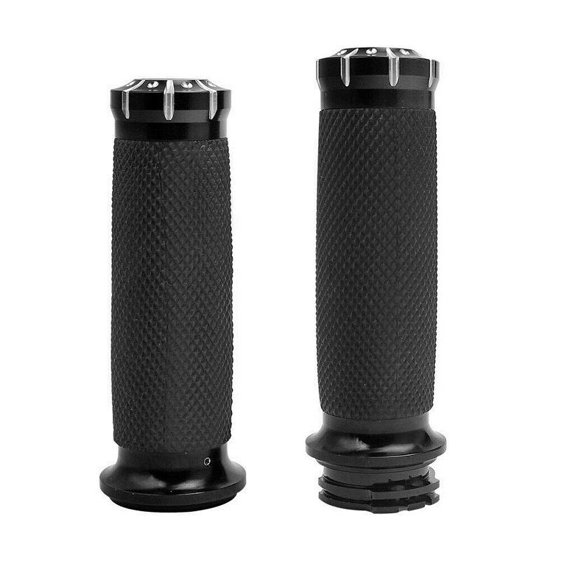 2PCS 1Inch Black Aluminum Handle Bar Motorcycle Cruiser Chopper Hand Grips For Harley Dyna Sportster Softail Touring 1996-2017