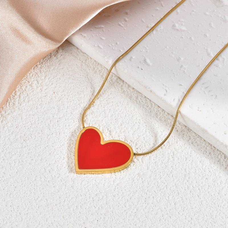 18K Gold-Plated Heart Necklace for Women - Versatile Sweater Chain, Titanium Steel Jewelry