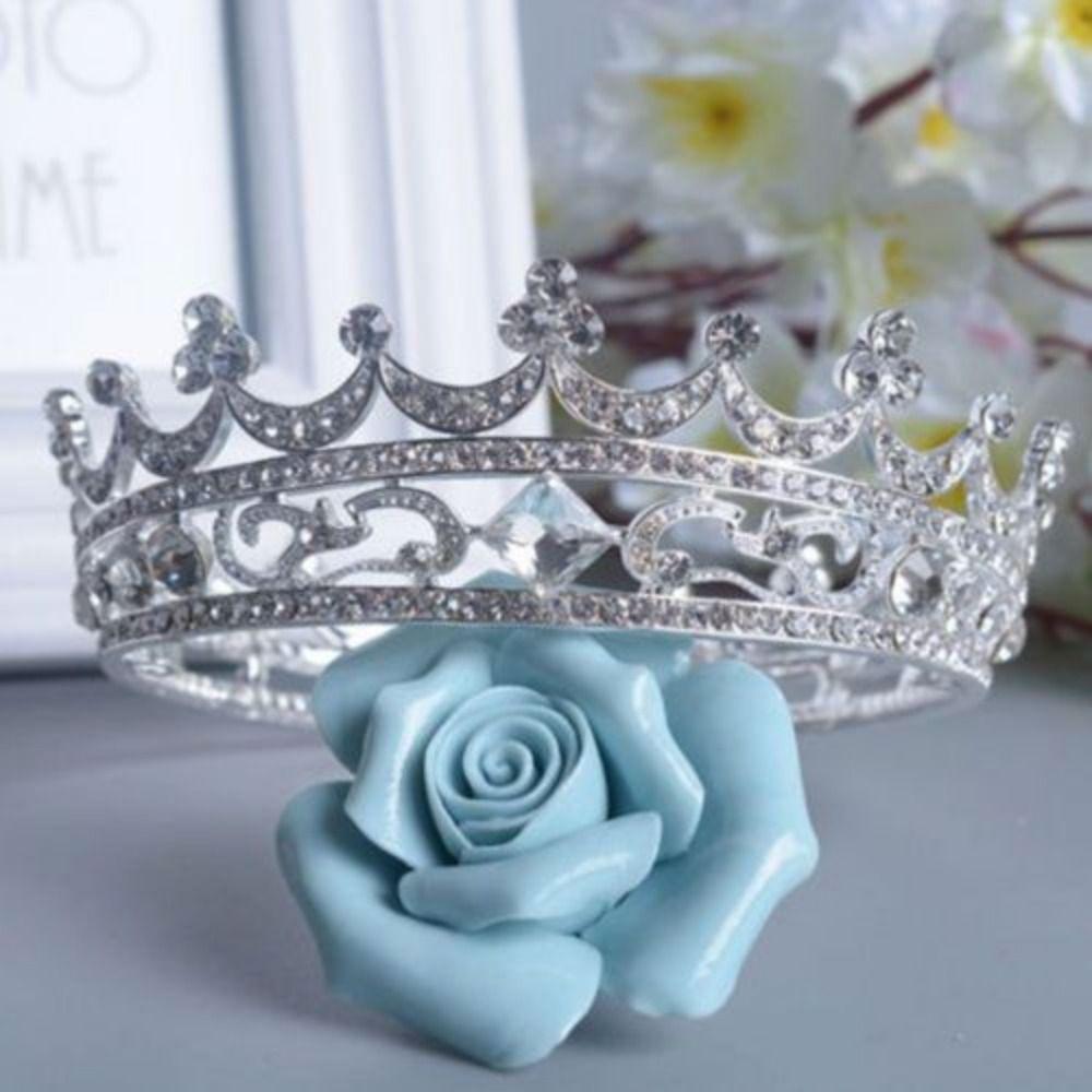 Sparky Crystal Bridal Tiara Rhinestone Round Crown for Women Baroque Crown  Prom Night