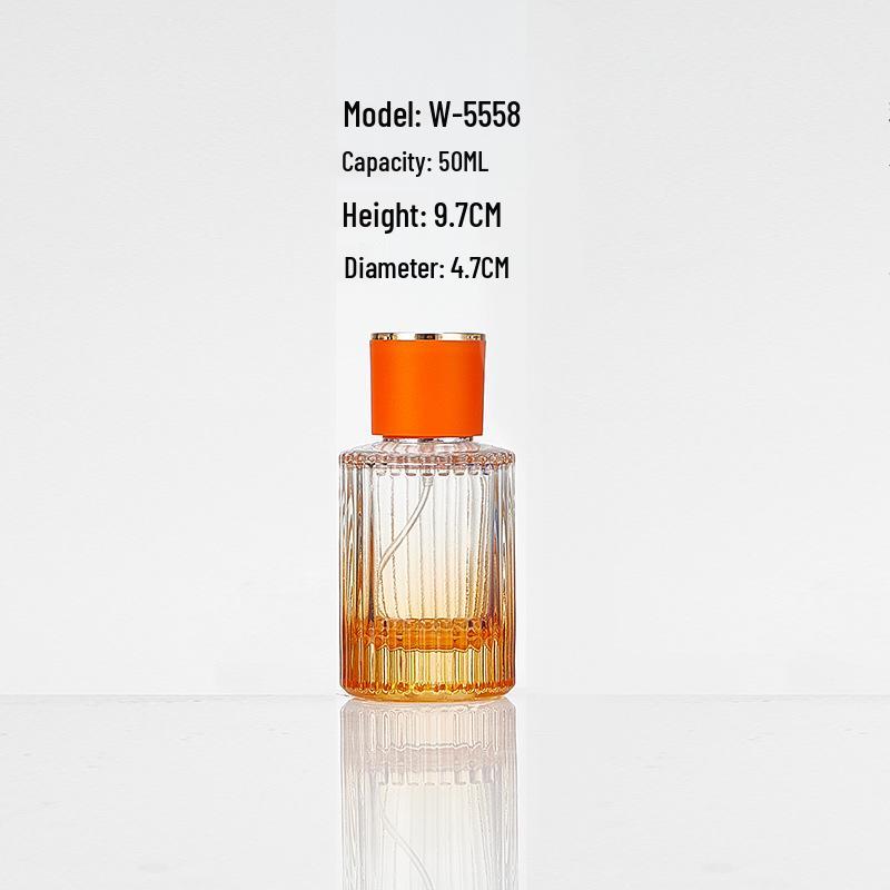 Vertical Gradient Stripe Glass Perfume Bottle - Aesthetic Spray Decanter for Essential Oils and Cosmetics