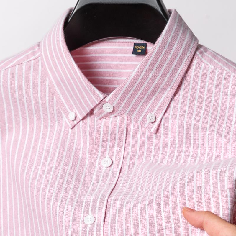 100%  Cotton Striped Shirs for Men Long Sleeve Cotton Oxford Shirt Long Sleeve Casual Business Autumn Spring