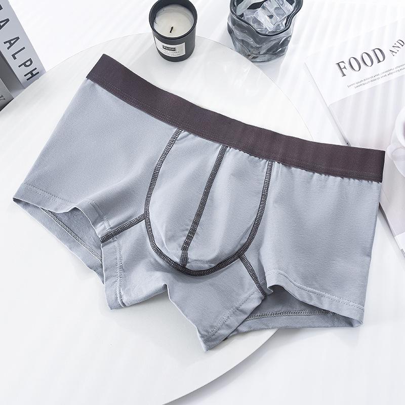 Men's Mid-Waist Breathable Cotton Boxer Briefs with Antibacterial Graphene Crotch