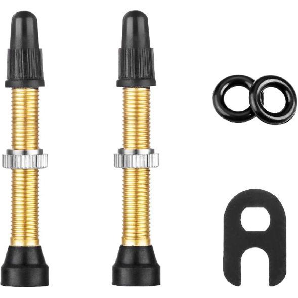 2PCS Tubeless Valves, Brass Tubeless Valve Stem(40 mm), 1PSC Valve Core Remover Tool