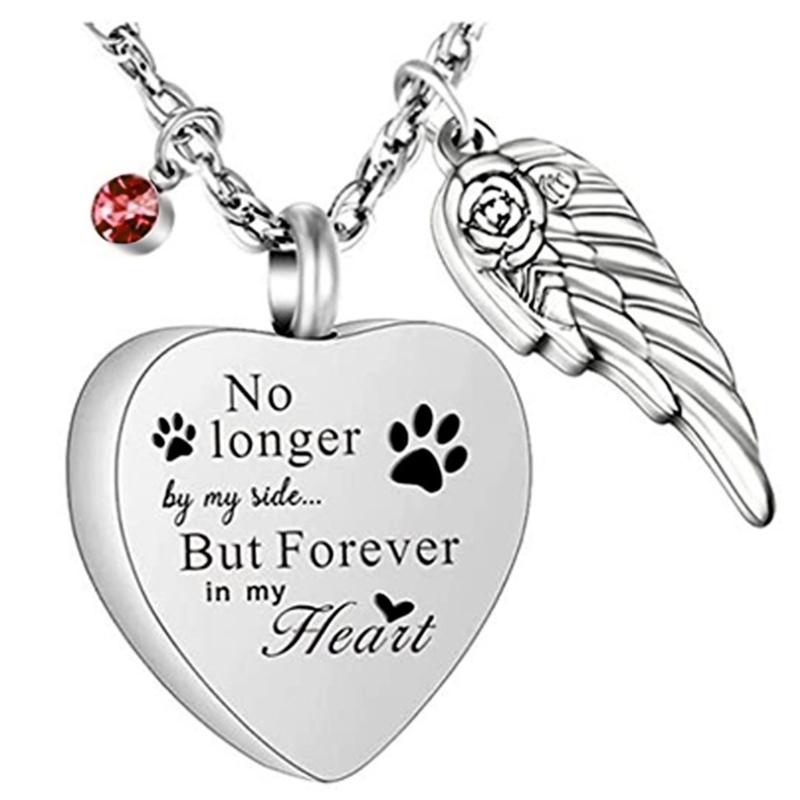 

Heart Shaped Wing Pendant Necklace Crafted of Stainless Steel for Storing Ashes Hair or Perfume Memorial Gifts
