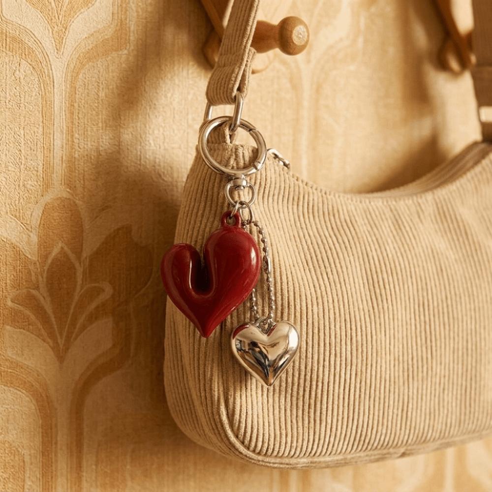 Circle Clip Bag Charm Acrylic Purse Accessory Cute Red Bow Keychain  Gift