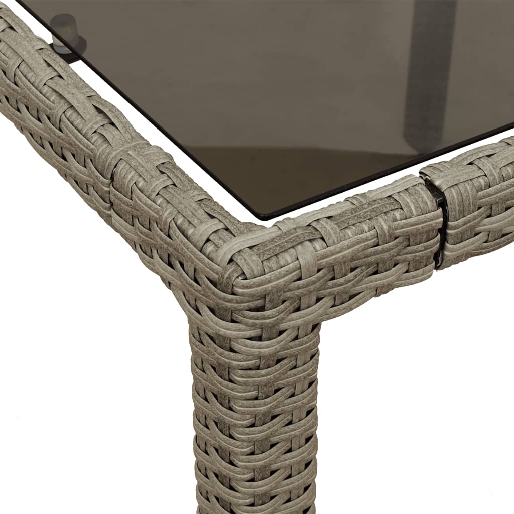 Garden Table with Glass Top Light Grey 150 x 90 x 75 cm Poly Rattan
