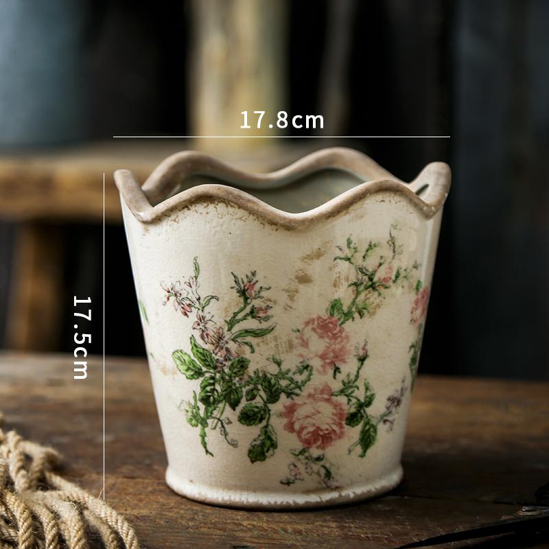 

Ваза керамическая ретро розовая роза цветочный горшок садовый цветок зеленое растение суккулент скандинавский гидропонный сосуд настольное украшение 1 шт.