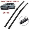 26"+19" Push Button Frameless Front Wiper Blades for Volvo V40 2012-2019, V60, S60, XC60, V70