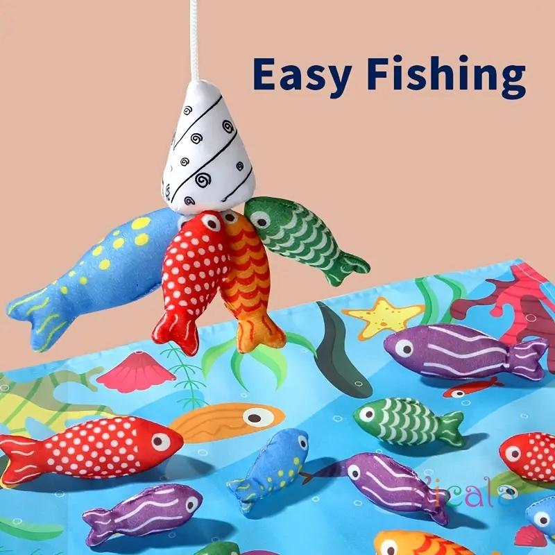 Montessori Fish Toys Cloth Fishing Game for Toddlers 6 to 12 Months Sensory Toy Stacking Cups Number Counting Color Sorting Gift