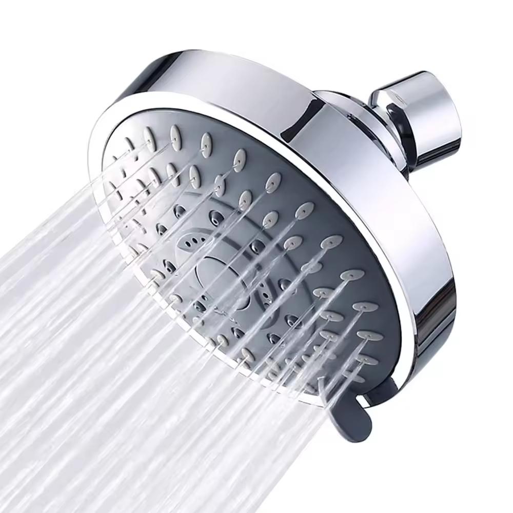 Luxury 5-Setting Rainfall Shower Head High Pressure Fixed Even At Low Water Flow Hot Sales Brass Bathroom Faucet Accessories