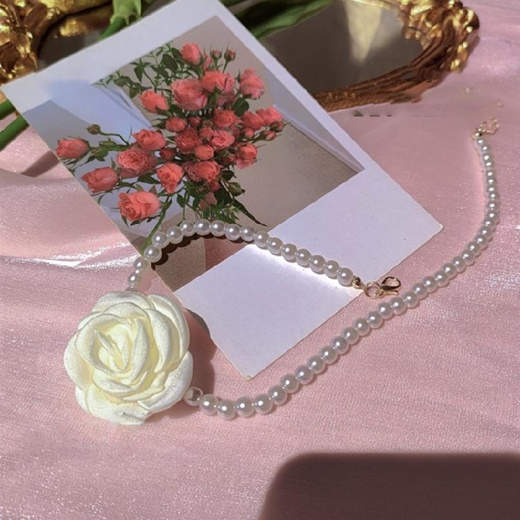Pendant Necklaces Artificial Pearl Flower Choker Women Girls Chain Necklaces