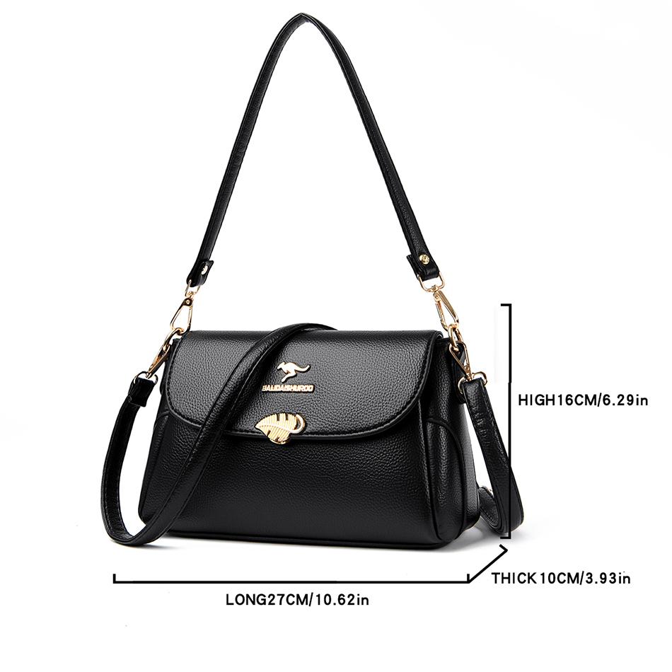 Women Bag Fashi Shoulder Bag Quality PU Leather Elegant Flap Retro Female Messenger Classic Multiple Pockets Crossbody Handbag