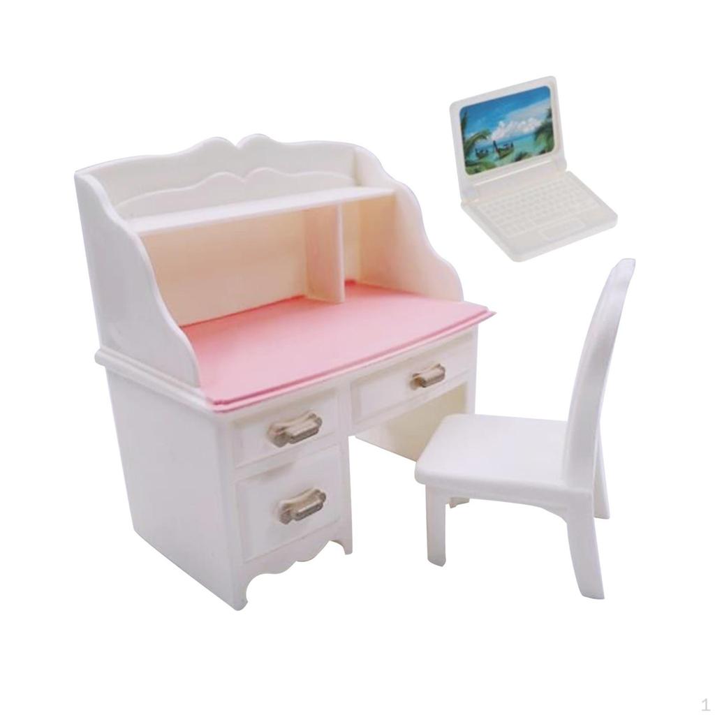 1/12 Dollhouse Desk Chair Set Table Simulation Notebook Decoration Accessories for Living