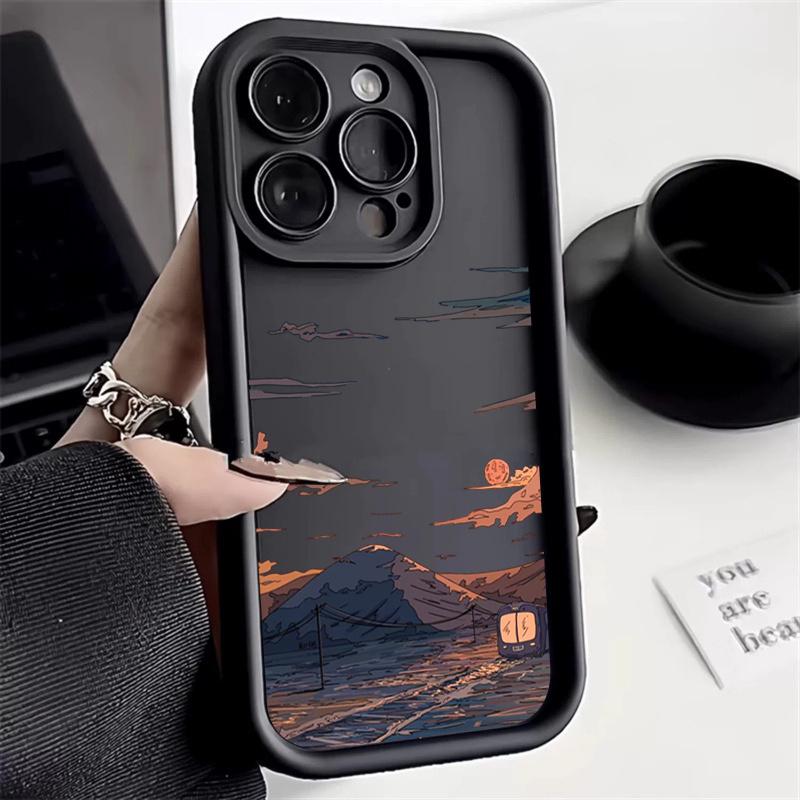Sunset Peak Personalized phone case iphone16pro For iPhone 16 15 Pro Max 16E 14 13 12 11 16Plus Silicone Soft Shell
