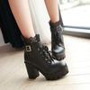 High Quality Women's Lace Block Platform Short Boots Fashion Outdoor  Lace Up Women's Comfy High Heels Ankle Boots Botas Mujer