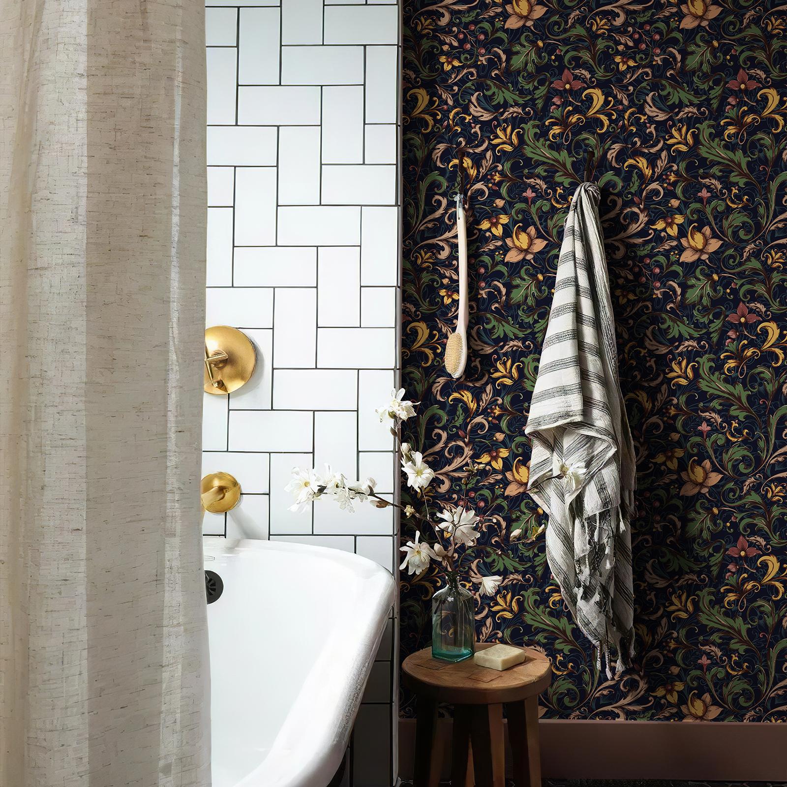 

Темно-синие ретро цветочные ПВХ обои винтажные самоклеящиеся виниловые европейский стиль барокко настенный декор наклейка для мебели шкафа 44cmx300cm