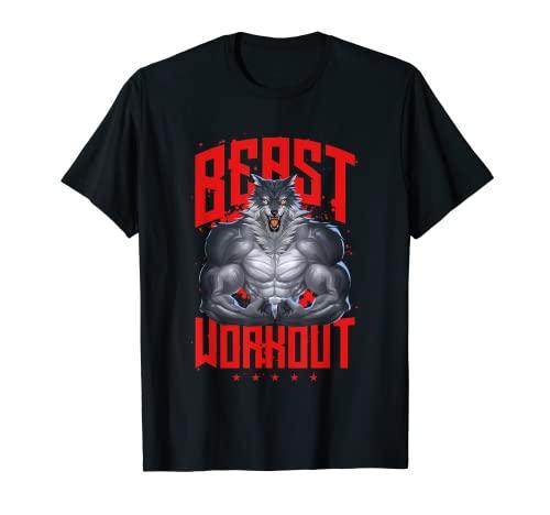 Wolf Workout Beast | Bodybuilding Fitness Muscle Gym Sayings T-Shirt