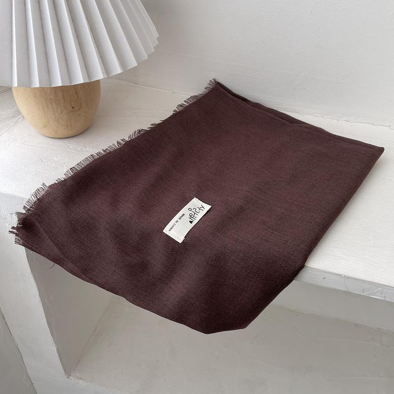 Literary Cotton and Linen Solid Color Scarf Women's Shawl Summer Desert Sunscreen Sunshade Travel Long Silk Fashion Trend