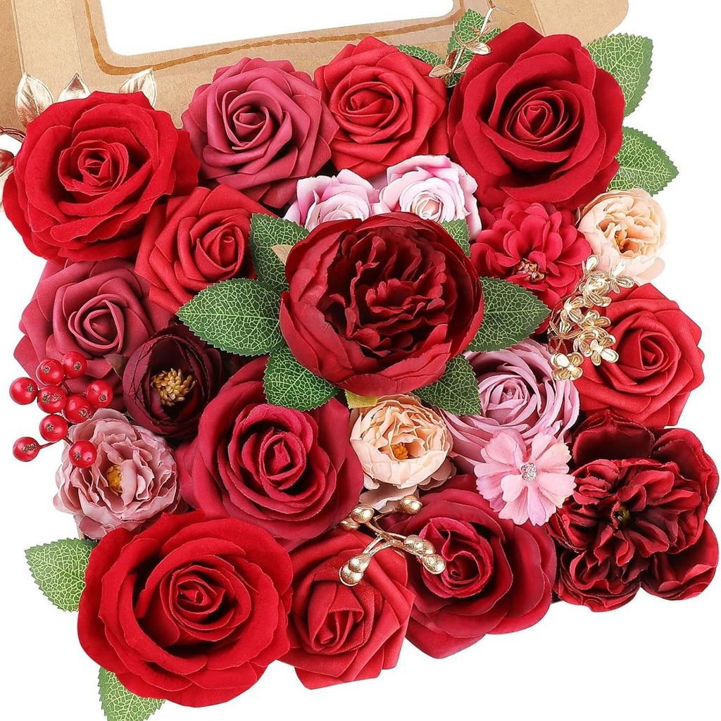 Simulation Flower Box Diy With Flower Pole Rose Box Hand Bouquet Wedding Christmas Home Decoration