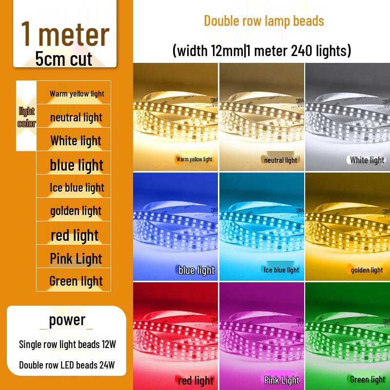 220V Ultra-Thin Flexible LED Strip: Self-Adhesive, Chip-On-Board Design, High-Voltage, Driver-Free for Household Use