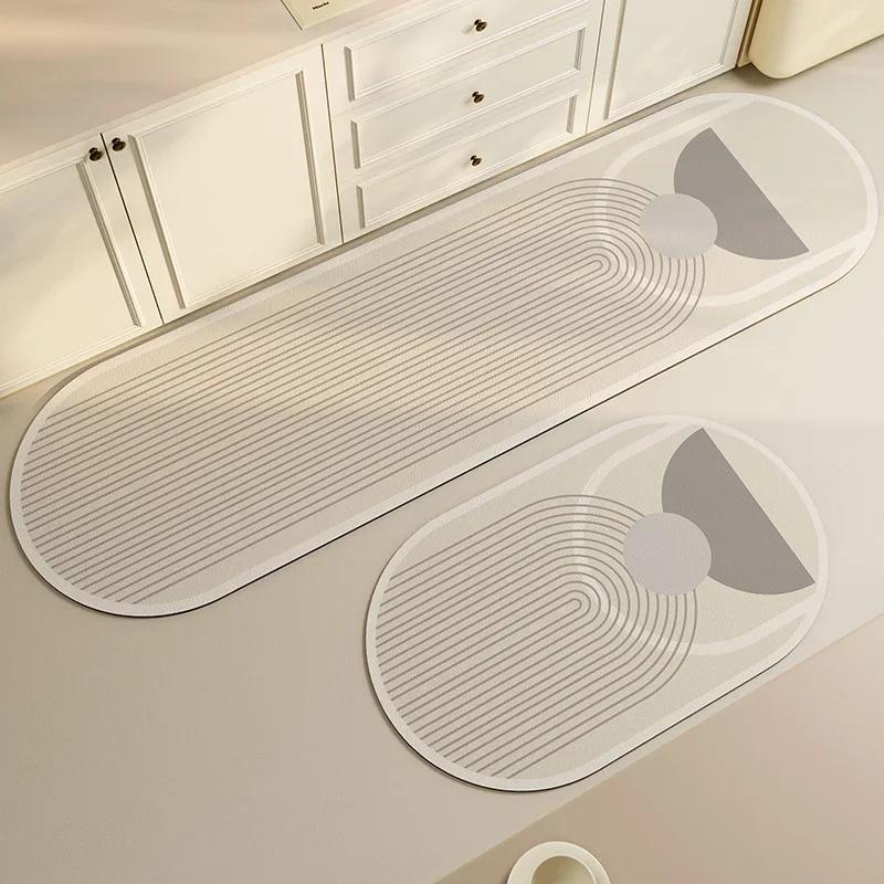 Kitchen Carpet PVC Waterproof Oil-proof Wash-free Wipeable Easy-to-care Floor Mat Oval Long Strip Soft Leather Non-slip Area Rug
