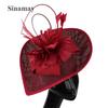 Off-White Linen Headgear Popular Bridal Hair Accessories Banquet Photo Top Hat Feather Headgear