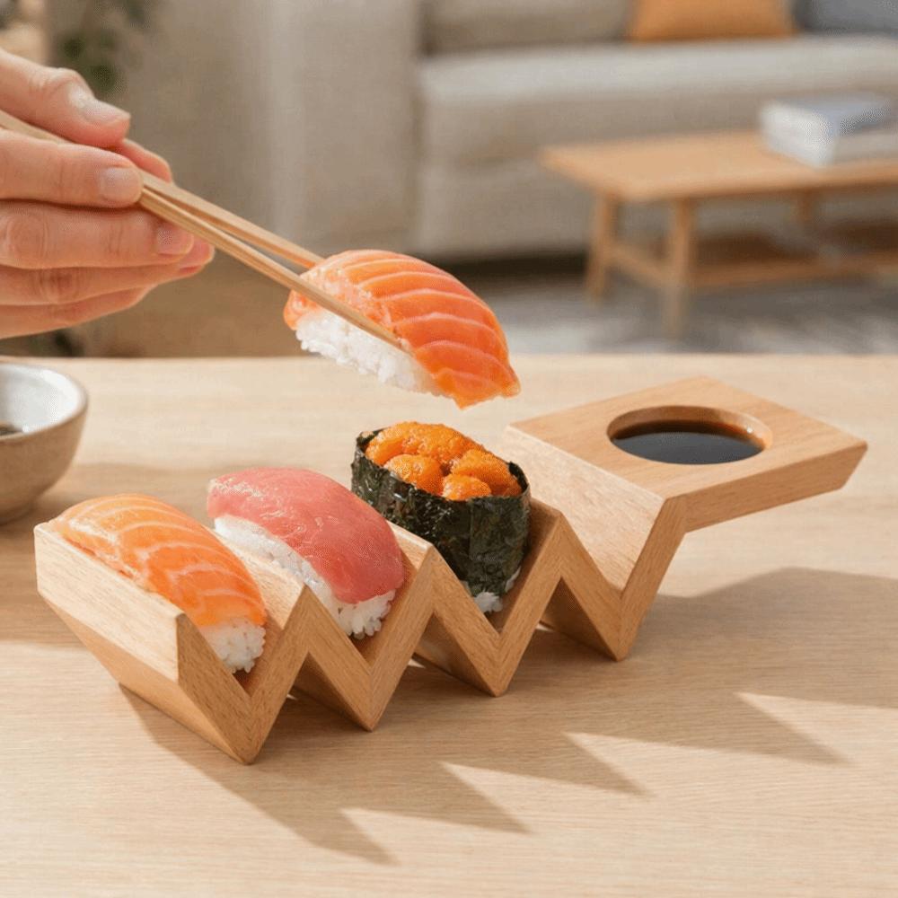 Stabile Taco-Platte Japanischer Stil Seeigelhalter Essens-Servierständer Holz-Sushi-Rack Hochzeit