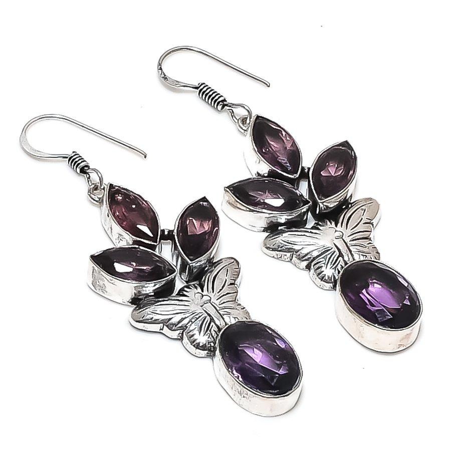 

Natural Amethyst Gemstone 925 Sterling Silver Jewelry Earring 2.44 V7l38